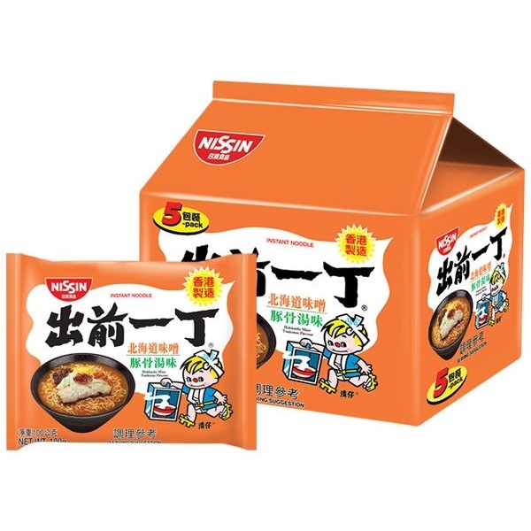 Nissin 日清 出前一丁北海道味噌豚骨湯味速食麵(100gx5包)整袋裝【小三美日】DS008510 泡麵 宵夜