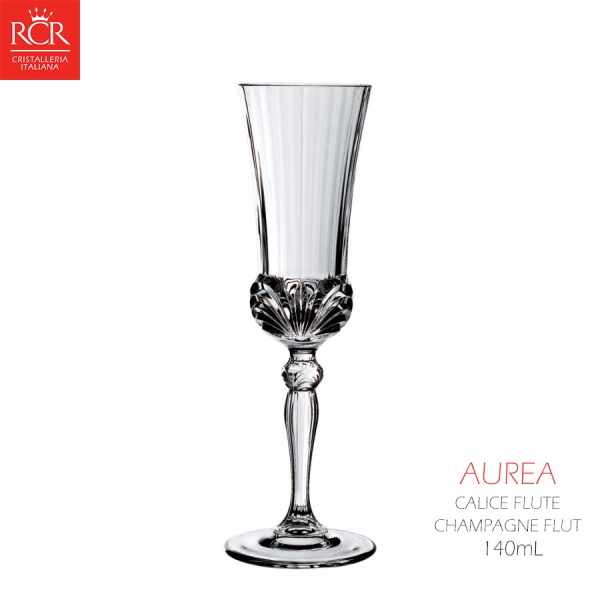 義大利RCR AUREA系列 水晶笛型香檳杯 140mL 香檳杯 無鉛水晶 水晶杯 高腳杯 Champagne Flut