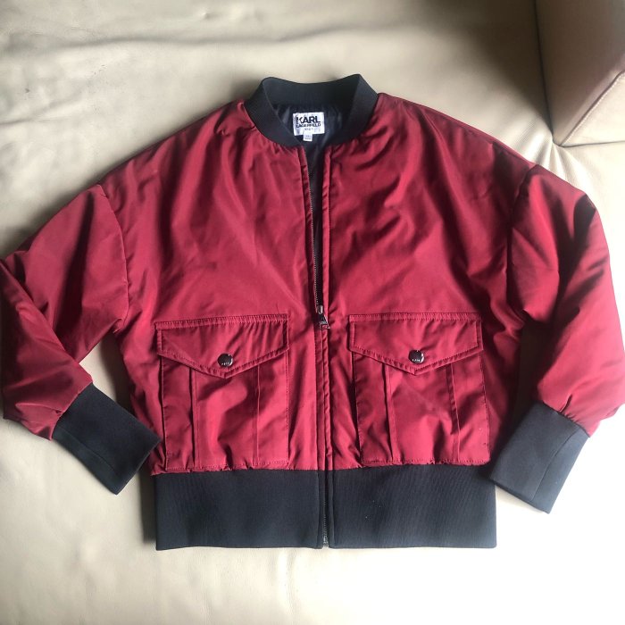 [品味人生2]保證正品 Karl Lagerfeld 酒紅色 男女童 外套 SIZE 12 適合150cm