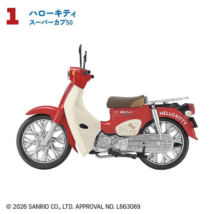 ＊日式雜貨館＊日本正版 日本限定販售 Honda Super Cub x 三麗鷗 聯名款機車擺飾 迷你模型機車套組 10款 三麗鷗聯名收藏擺飾