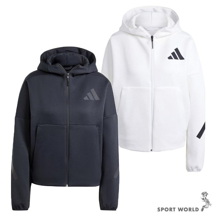 【下殺】Adidas 連帽外套 女裝 Z.N.E. 黑/白【運動世界】JE7848/JE7849
