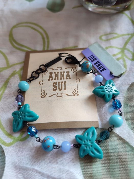 ANNA SUI藍色雕刻蝴蝶珠串手鍊