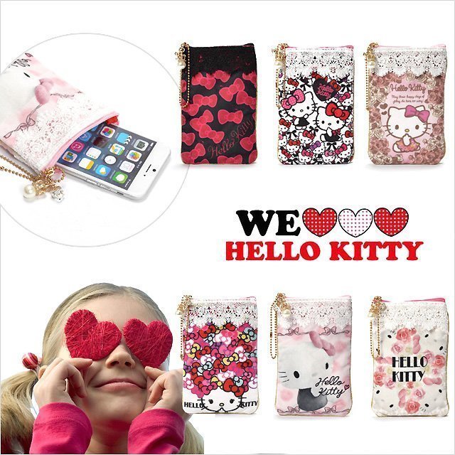 玫瑰默契＊日本限定Hello Kitty x Dearisimo俏麗手機袋眼鏡袋萬用收納包特價(8113款)