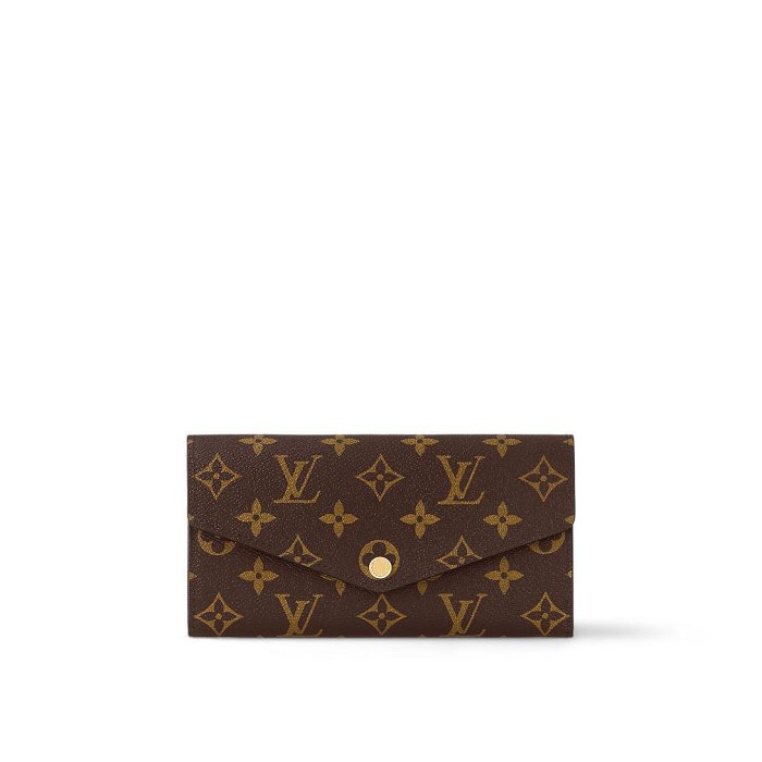 Louis Vuitton LV 路易威登 Sarah 新版經典老花釦式長夾/手拿包 內裡罌粟紅色 M62236