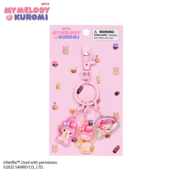 小禮堂 Sanrio 三麗鷗 美樂蒂 壓克力三連鑰匙圈 (Netflix原創動畫 My Melody & Kuromi)