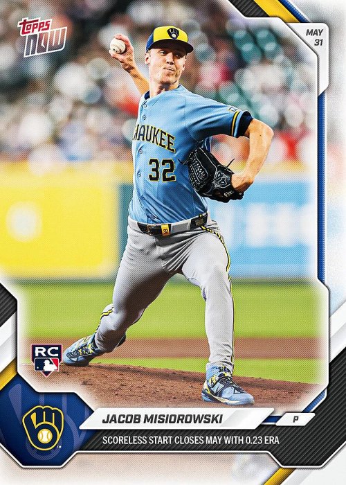 《預購》Jacob Misiorowski漂亮新人年五月份超低防禦率紀錄經典時刻紀念卡 2026 Topps Now Rookie