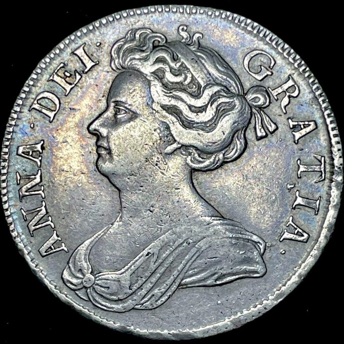 純銀　銀貨 1707年英國安妮女王半克朗銀幣NGCXF40 SEPTIMO版，925純銀打造，重