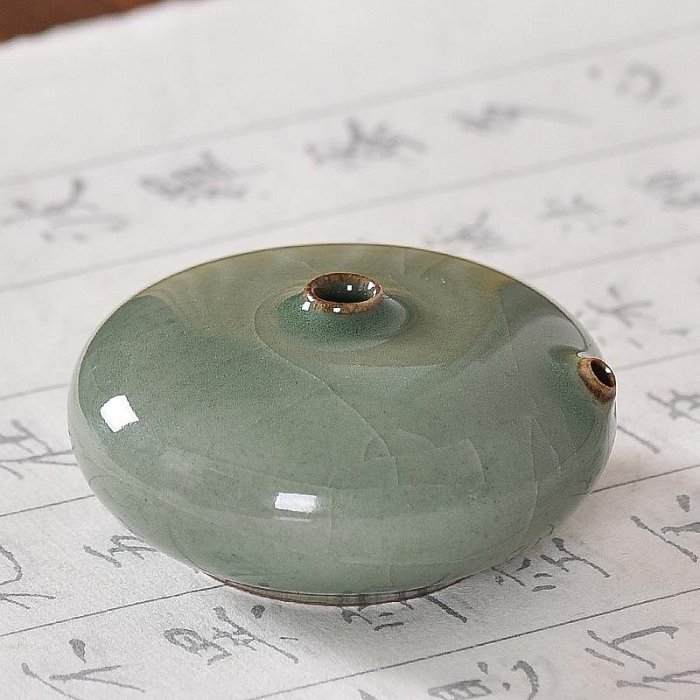 徽昌瑞汝窯青瓷水滴陶瓷硯滴書法水盂墨滴壺文房四寶