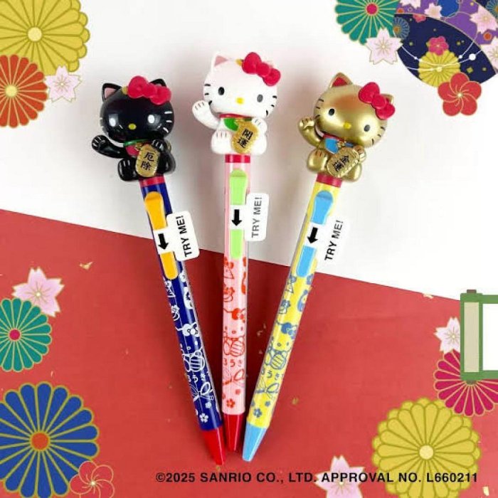 ＊日式雜貨館＊日本限定 三麗鷗 Hello kitty 搖擺原子筆 開運 招財 原子筆 KITTY搖擺公仔原子筆 金色 白色 黑色 限量發行