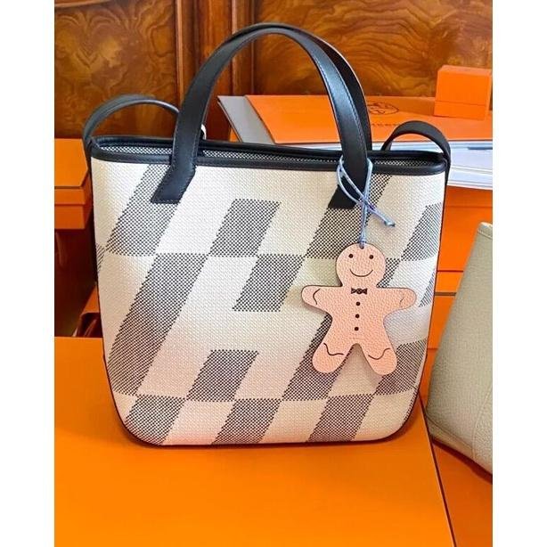 『甜甜二手』Hermes 愛馬仕 Cabas H En Biais 27 棕色帆布購物袋 水桶包 手提包 肩揹包 斜挎包
