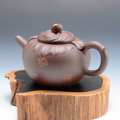 銭建大作 丸紫砂茶壺 在銘刻印あり 高級工芸美術師 中国宜興 唐物