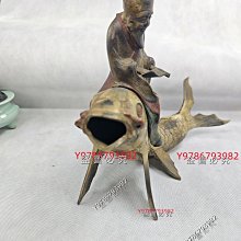 日本：明治至大正時代。 琴高乘鯉純銅彩繪香爐。造型別致 琴高乘鯉