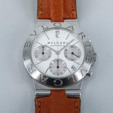 【一元起標】BVLGARI寶格麗(35mm)Bulgari系列CH35S-自動上鍊機械計時腕錶(附盒書)