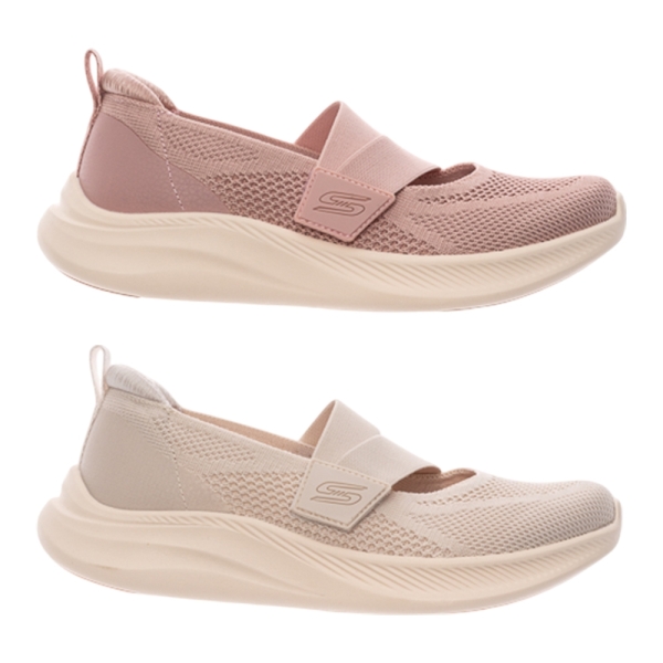 Skechers 休閒鞋 女鞋 瑪莉珍鞋 Bobs Moda Flex 粉/米白【運動世界】117732BLSH/117732OFWT