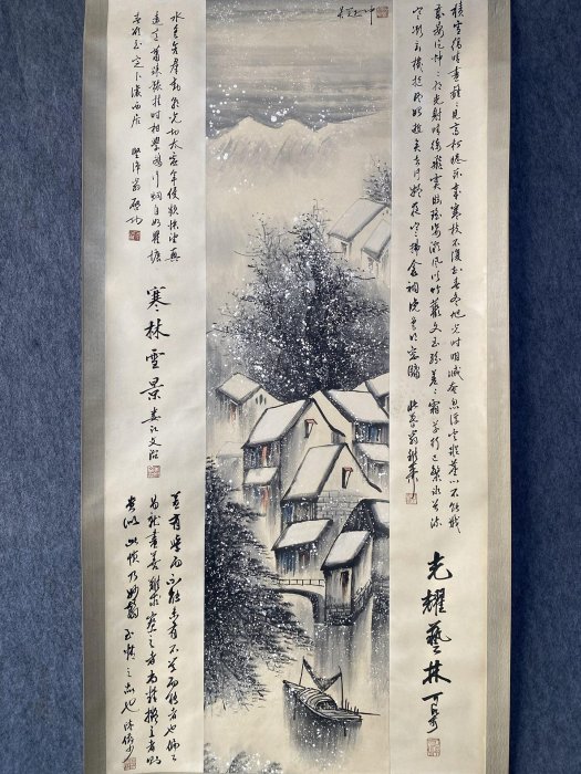 TD009 畫家：吳冠中四尺中堂畫山水畫手繪畫畫工精細。材質：宣紙2 加