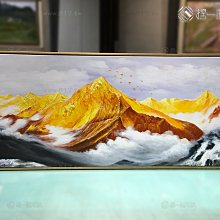 山水畫-靠山貴人山水油畫 8034 寶庫金山 安如泰山 春暖花開 人有靠山 處世泰然 山高有靠 根基穩固 屹立不搖掛畫