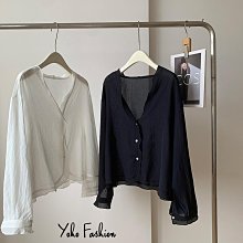 YOHO 天絲防曬襯衫 實拍溫柔復古木耳邊天絲防曬V領襯衫 (NP116)