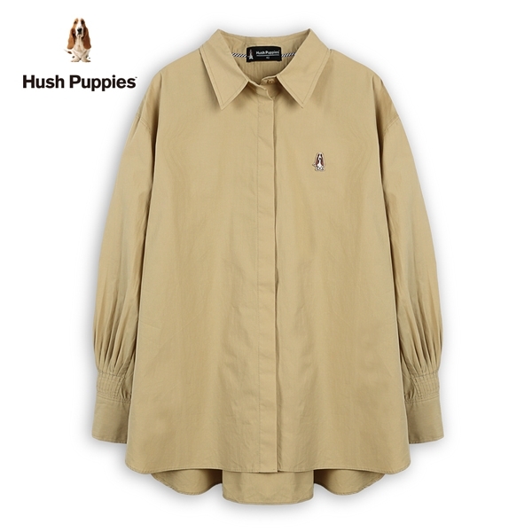 Hush Puppies 襯衫 女裝素色後打摺長版襯衫