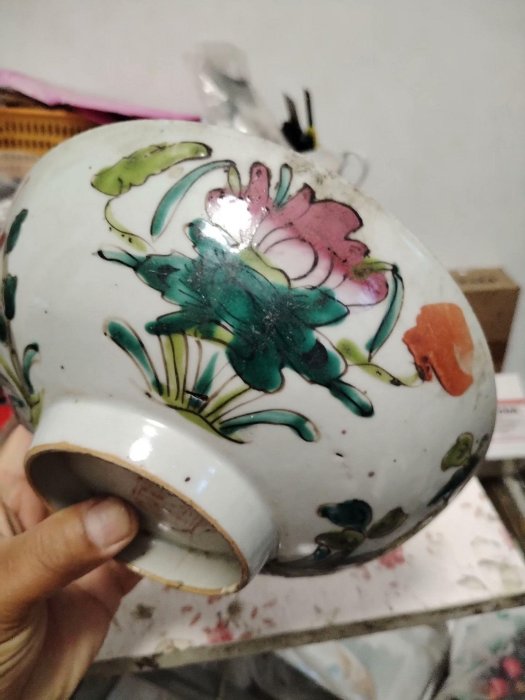 清乾隆粉彩四季花卉特大瓷碗直徑20公分真品收藏推薦特大清瓷碗粉彩花紋