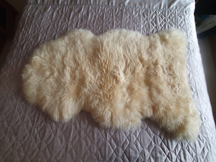 全新 BOWRON 全白真羊皮 羊毛 房間 書房 地毯 椅墊