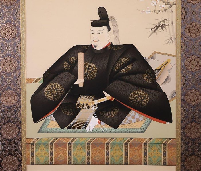 菅原道真掛軸日本畫掛軸井上富鳳絹本天神樣| Yahoo拍賣