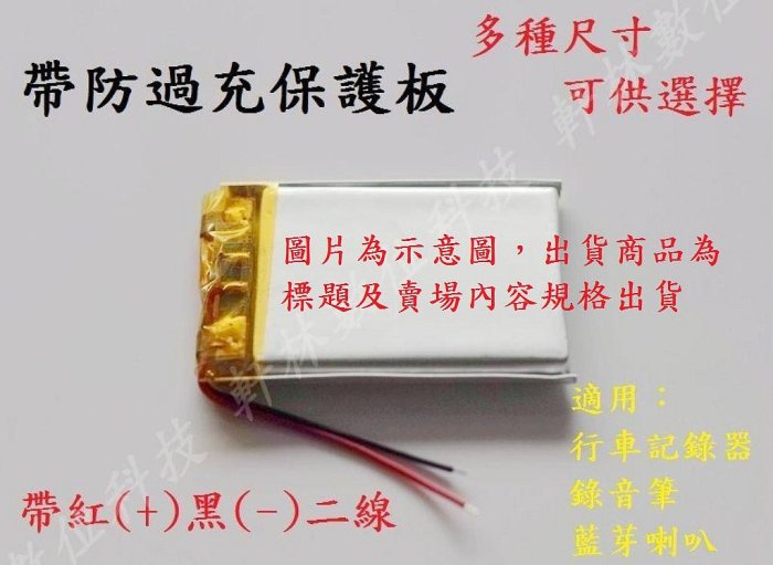 軒林-台灣出貨 802035 全新 3.7V 電池 適用 騎士通 BK-S2 行車紀錄器 維修用 #D046B