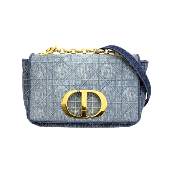 Dior 迪奧 藍色 Cannage 丹寧 Small Caro 肩背包 【二手名牌BRAND OFF】