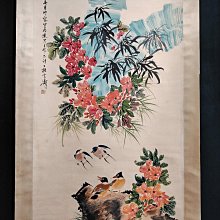 編號C3959 純手繪四尺中堂王雪濤花鳥一物一圖，實物攝材質:1600A360