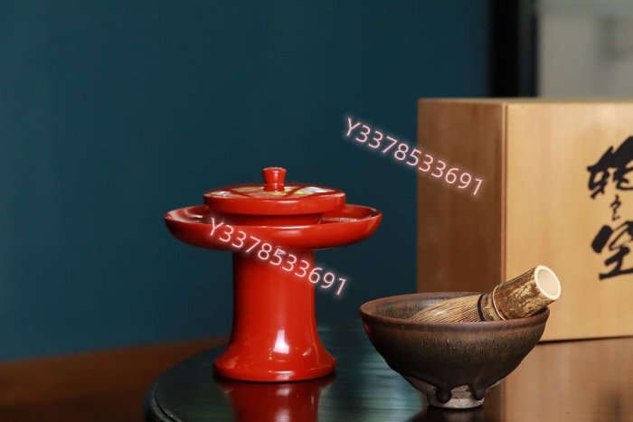 日本老漆器天目臺盞托茶道具茶托杯臺木胎大漆朱漆輪島涂日本中古品木胎