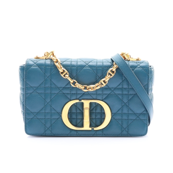 Dior 迪奧 藍色羊皮 Cannage Caro Small 兩用包 【二手名牌BRAND OFF】