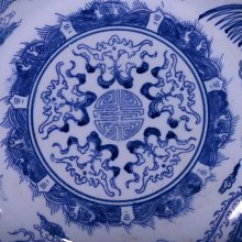 大清雍正年制青花龍鳳紋賞盤，高4.9×19.7厘米??30038724禦窯、 青花