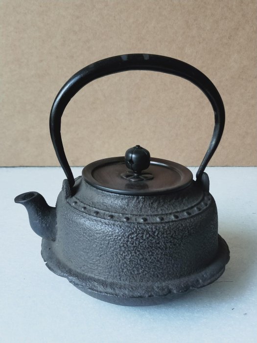 低価，大人気 時代鉄瓶 斑唐銅蓋 全高約21cm 時代物 紫斑銅蓋