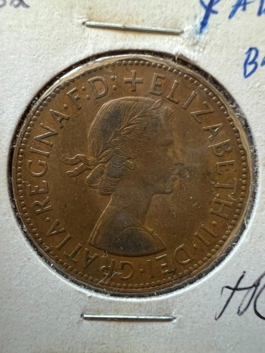 英國1962年1便士銅幣伊麗莎白二世女王時期嚴選外國硬幣，實物拍攝清晰