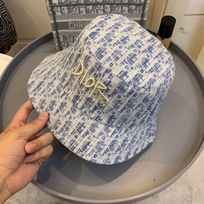 【熱賣精選】DIOR 潮牌漁夫帽子女遮陽防曬老花英倫復古帽子百搭帽子logo字母帽子子