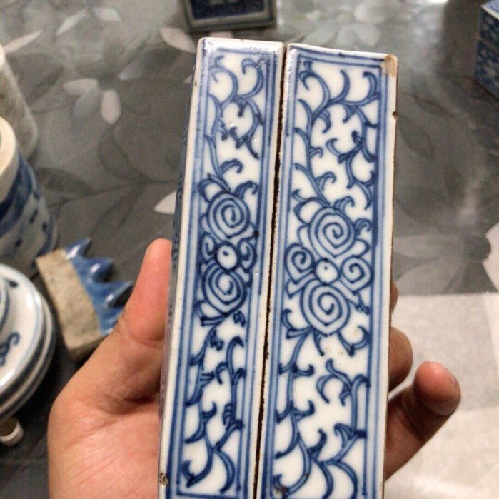 清中期嘉慶道光青花纏枝紋印泥盒畫工精細釉水亮麗超值收藏佳品市場少見