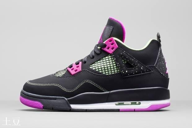 土豆）NIKE AIR JORDAN 4 Retro 30TH 30周年黑紫蘋果綠潑墨705344-027