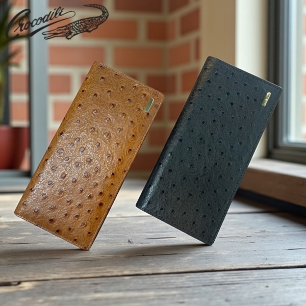 【寧寧小舖】臺中35年老店 Crocodile 義大利駝鳥皮紋皮夾 獨一無二紋路 手工製作 男用長夾 650102