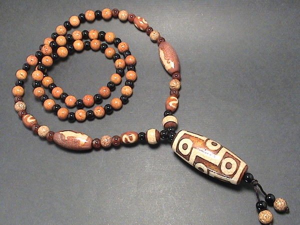 海中天]~西藏火供龍紋(七眼天珠)項鍊-聚財.避邪.保平安.防小人(A01)~低