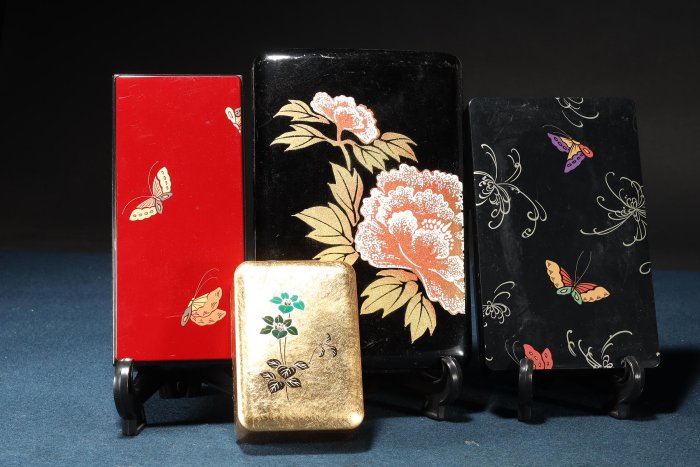 1/20結標日本漆器金箔尺蓋盒文方組印章組硯箱BEA0729 -筆墨紙硯