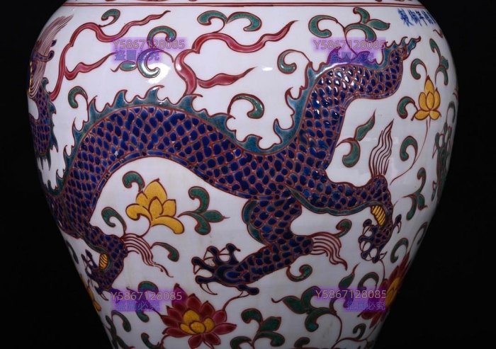 大明宣德年制五彩龍紋梅瓶，高30×21釐米500168 青花五彩琺瑯彩【老窯堂
