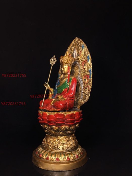 大明宣德年制，精工純銅彩繪地藏王菩薩佛像，做工精美，漿厚重，寬16cm