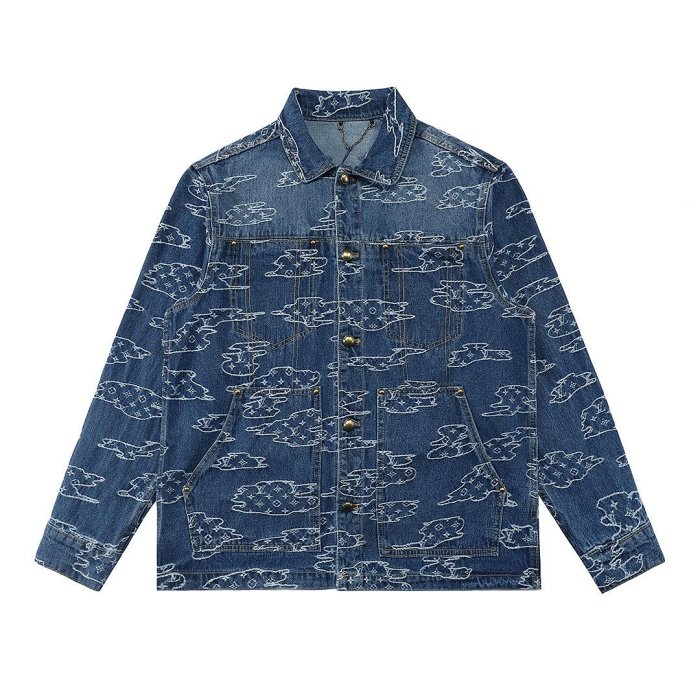 驢家 1V Pharrell＊nigo 25FW Tyler聯名老花重工提花 輕奢主義 男女日常通勤穿搭必備單品 牛仔外套· 定織LV MoNO80258