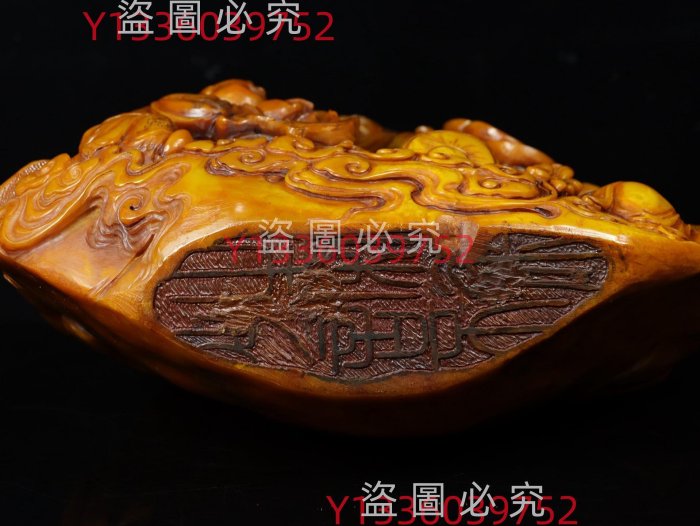 珍篆刻家玉璇刻石，壽山石田黃石雕刻《財神》擺件，雕工精湛、細膩透