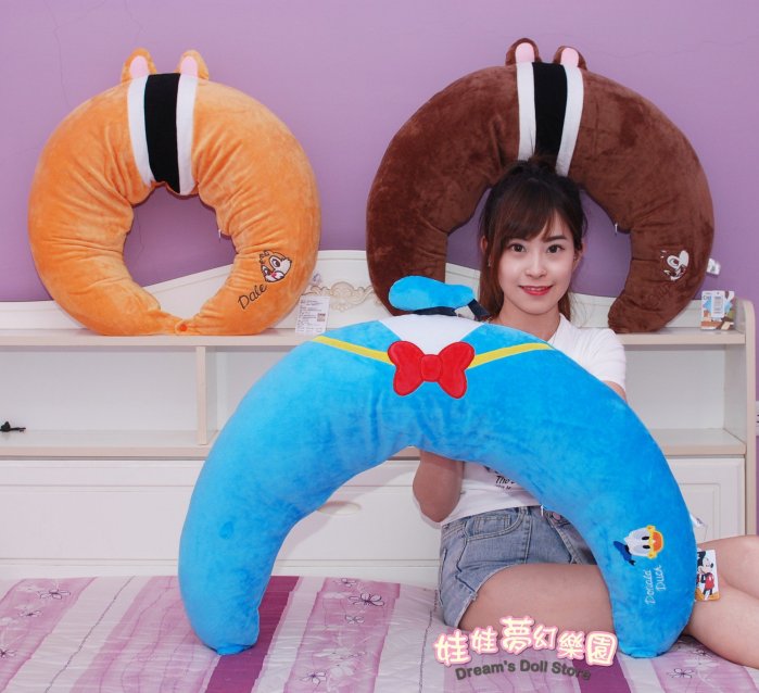 唐老鴨月亮枕 正版迪士尼月亮枕 正版授權 奇奇月亮枕 蒂蒂月亮枕 嬰兒枕 迪士尼哺乳枕 唐老鴨孕婦枕 靠枕