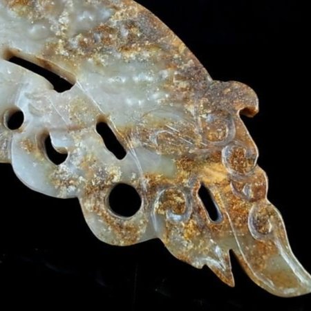 中国玉石、骨董、砡 20845 中国骨董品 和田玉『名貴老沈香斎戒双龍紋佩牌』 彫刻