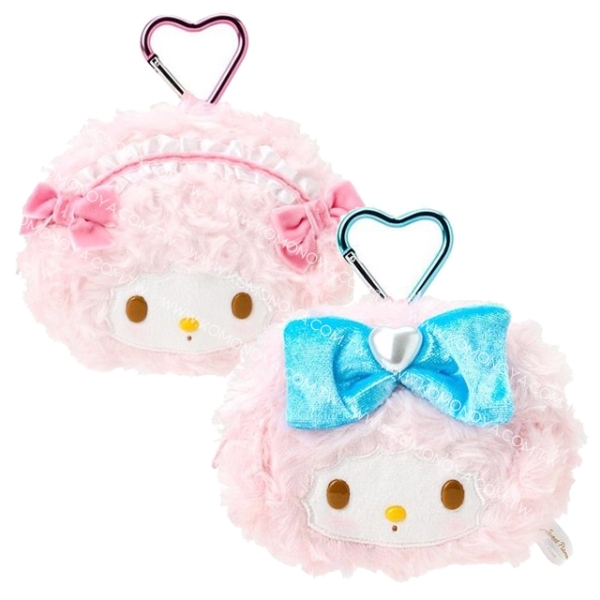 小禮堂 Sanrio 三麗鷗 Piano 彼安諾 愛心扣絨毛收納包 (大臉款)