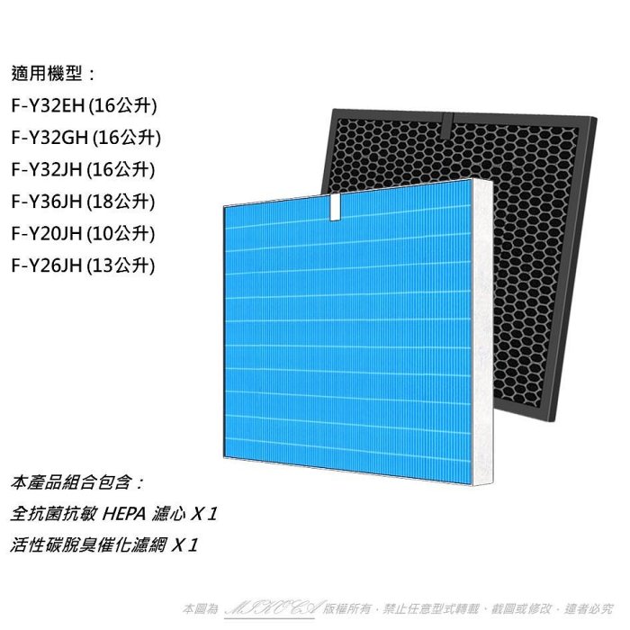 適用 Panasonic 國際牌 F-Y32EH Y32GH Y32JH Y36JH Y20JH 空氣清淨除濕機 濾網