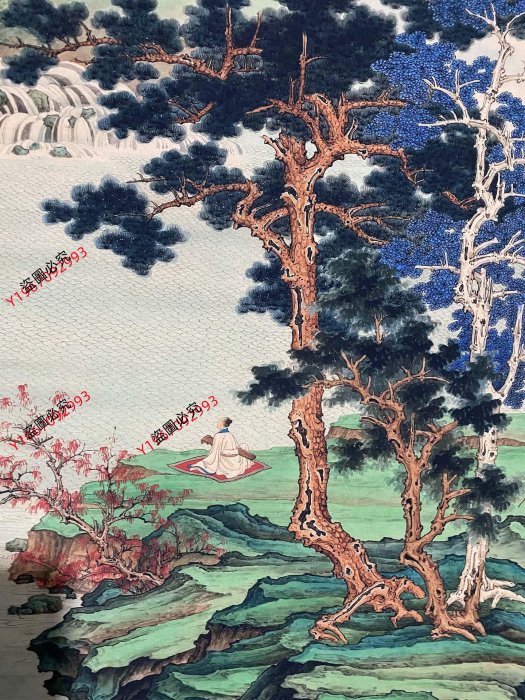編號YX一49（幅）四尺防偽證書中堂王翠青綠山水材質宣紙裱好尺寸高*寬