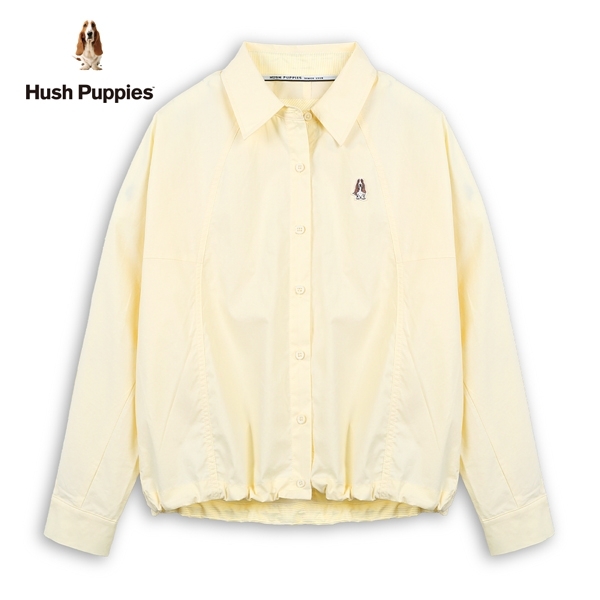 Hush Puppies 襯衫 女裝素色刺繡小狗寬版長袖襯衫