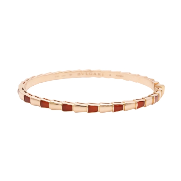 BVLGARI 寶格麗 Serpenti Viper 手環 18K玫瑰金 紅玉髓 【二手名牌BRAND OFF】